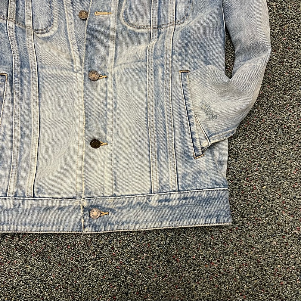 SAINT LAURENT Boyfriend Denim Blue Jean Jacket OversizenDistressed Light Wash XS - Picture 7 of 16